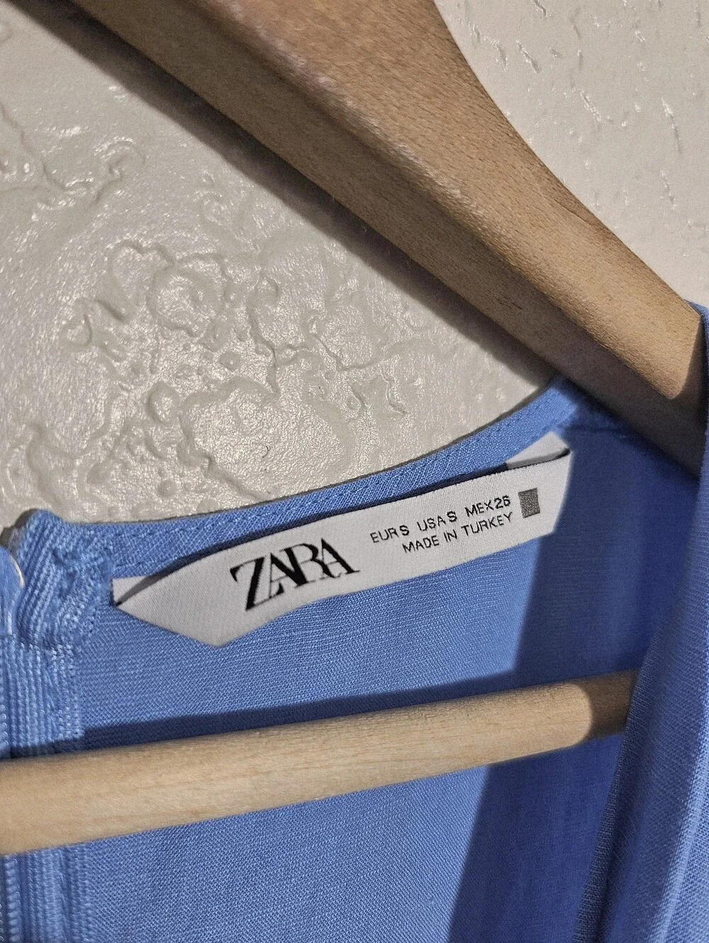 Zara Solid Blue Linen Blend Sleeveless Romper